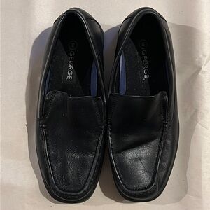 George Men’s Casual Black Comfort Dress Leather Upper Shoes Size 8